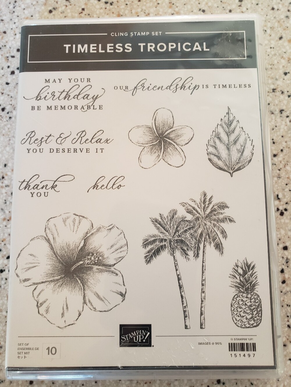 Timeless Tropical Cling Stamp Set - Tropical Floral & Palm Designs By Stampin-up